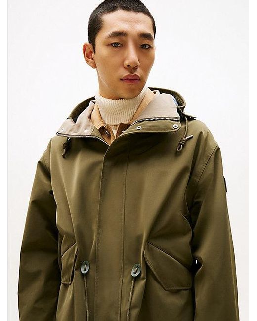 Tommy Hilfiger Winddichte Parka Met Capuchon En Logopatch in het Blue voor heren