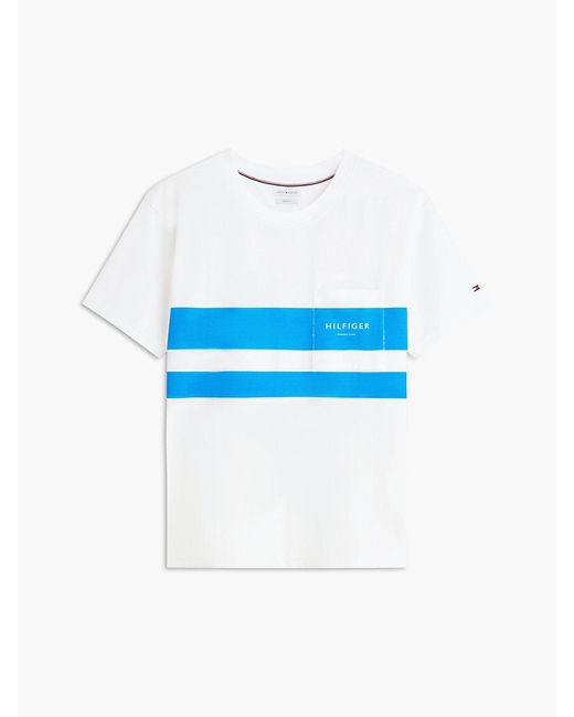 Tommy Hilfiger Blue Logo Colour-Blocked Relaxed T-Shirt for men