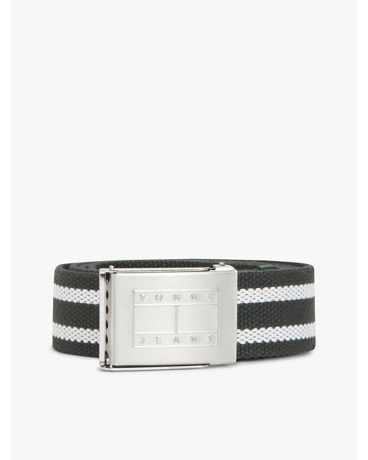 Tommy Hilfiger White Ryan Stripe Webbing Belt for men