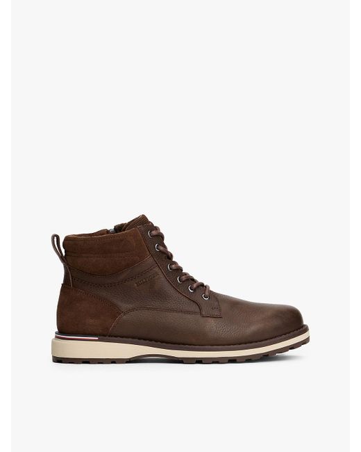 Bottes En Cuir Crantées À Lacets Tommy Hilfiger pour homme en coloris Brown