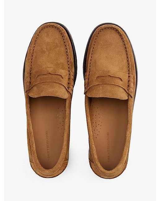 Tommy Hilfiger Suède Loafer Met Logo in het White voor heren
