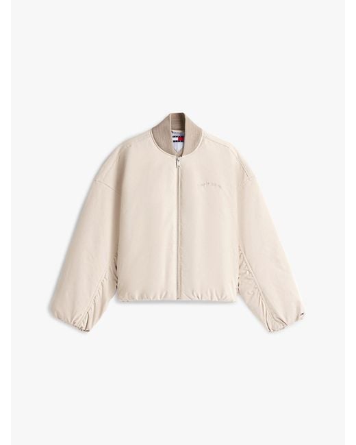 Tommy Hilfiger Natural Back Logo Embroidery Bomber Jacket