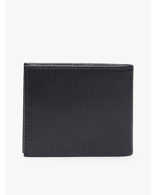 Tommy Hilfiger Black Hilfiger Flag Bifold Leather Credit Card Wallet for men
