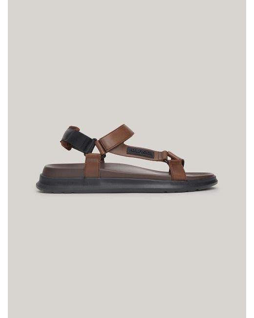 Tommy Hilfiger Metallic Logo Strap Leather Sandals for men