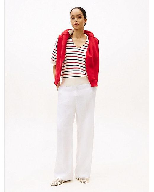 Tommy Hilfiger Pantalon Van Linnenmix Met Rechte Fit in het Red