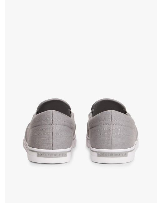 Tommy Hilfiger White Canvas Slip-On Trainers for men