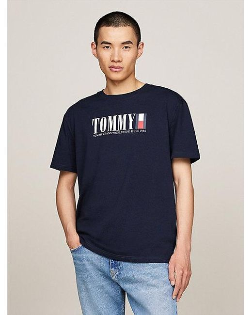 Tommy Hilfiger T-shirt Met Ronde Hals En Tommy-vlaglogo in het Blue voor heren