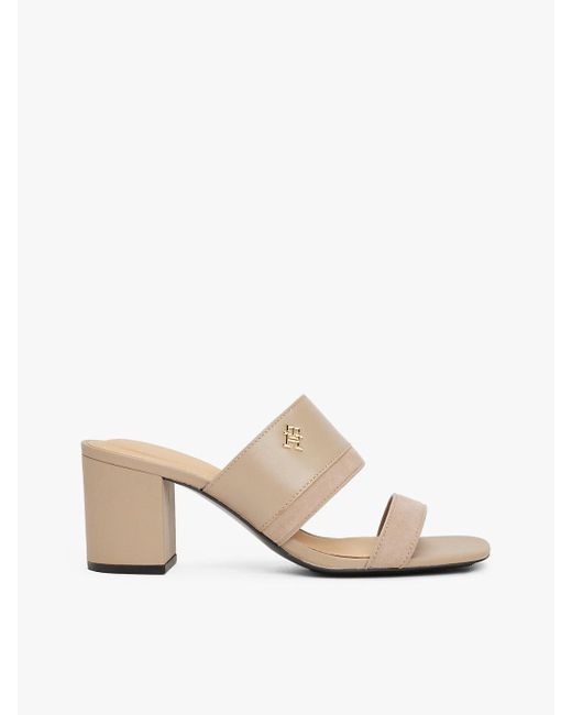 Tommy Hilfiger White Leather Block Heel Mules