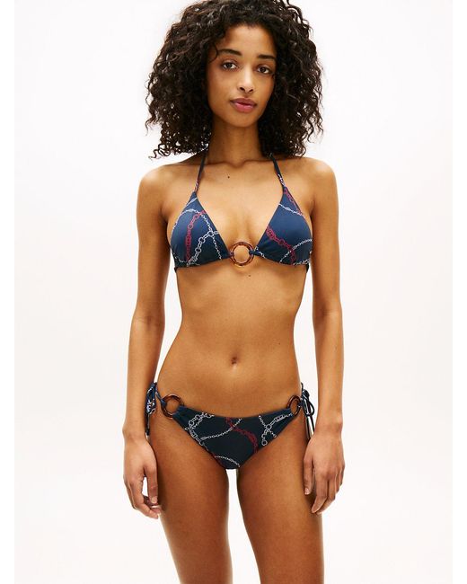 Tommy Hilfiger Orange Print Tortoiseshell Ring Triangle Bikini Top