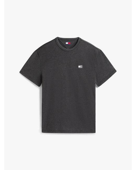 Tommy Hilfiger Gray S Short Sleeve Solid Cotton Graphic T-shirts With Tonal Flag Logo for men