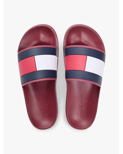 Tommy Hilfiger White Flag Strap Pool Slides for men