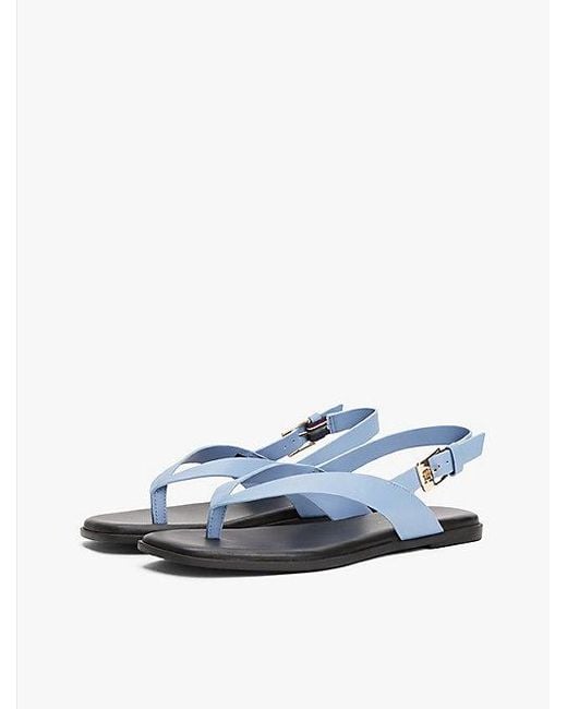 Tommy Hilfiger Leren Colour-Blocked Sandaal Met Vierkante Neus in het Blue