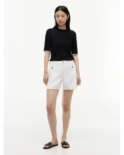 Tommy Hilfiger Black Tipped Short Sleeve Jumper With Silk