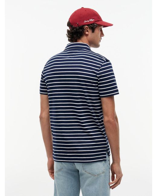 Tommy Hilfiger Blue Regular Fit Stripe Jersey Polo Shirt for men