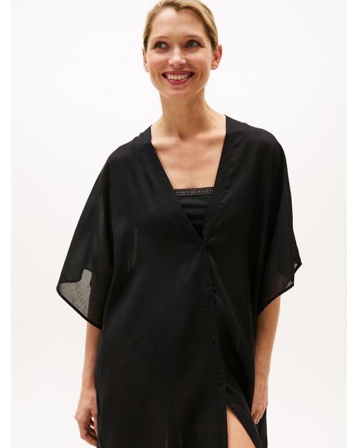 Tommy Hilfiger Black Cover-up Beach Kaftan