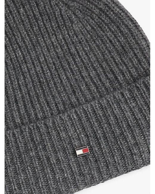 Tommy Hilfiger Hilfiger Flag Beanie Van Zuiver Kasjmier in het Gray voor heren