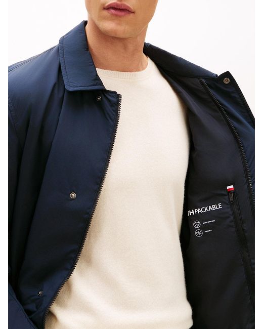 Tommy Hilfiger Blue Lightweight Packable Car Coat for men
