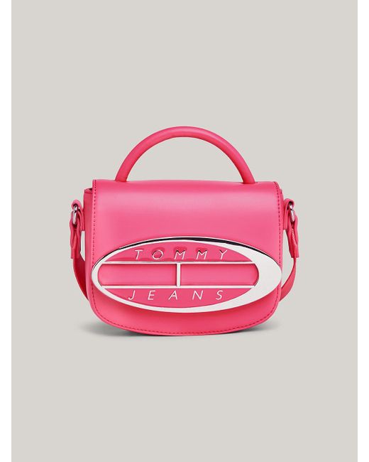 Tommy Hilfiger Pink Logo Plaque Crossover Bag