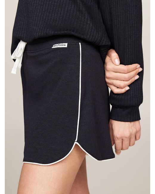 Tommy Hilfiger Blue Hilfiger Monotype Contrast Piping Pyjama Shorts