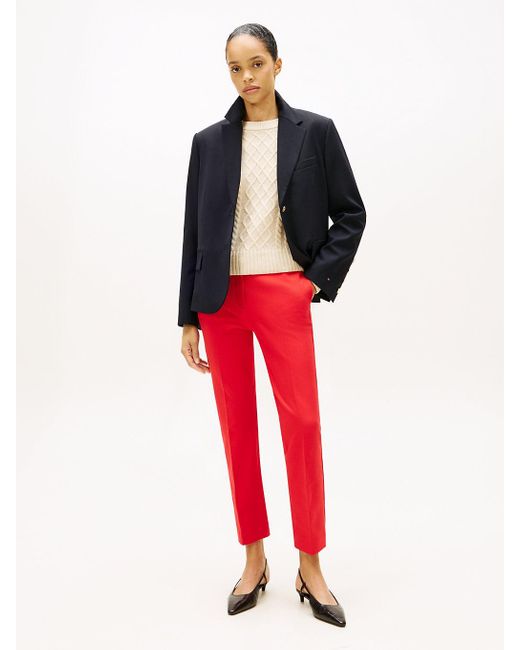 Tommy Hilfiger Red Festive Ankle Grazer Slim Trousers