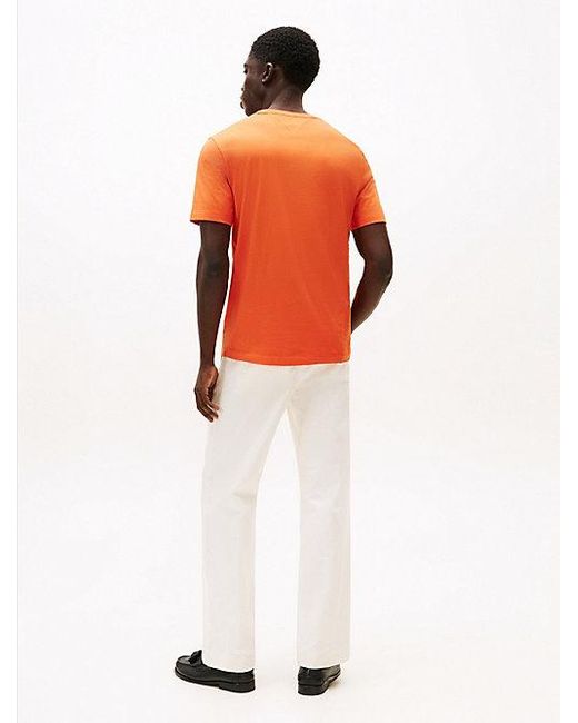 Tommy Hilfiger T-Shirt Met Ronde Hals En Geborduurde Vlag in het Orange voor heren