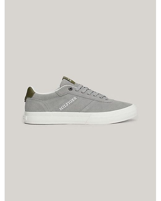 Tommy Hilfiger Wildledersneaker Mit Seitlichem Logo in Gray für Herren