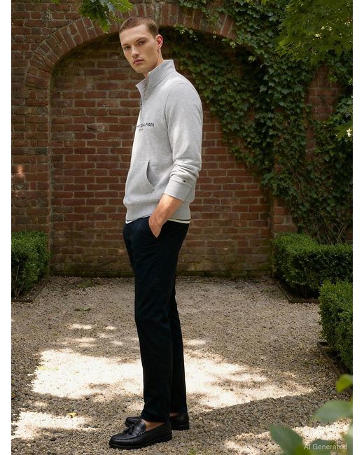 Tommy Hilfiger Gray Denton Straight Twill Chinos for men