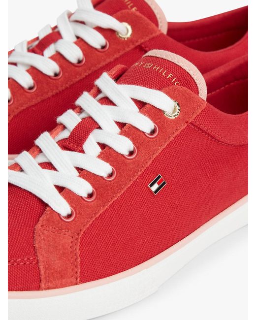 Tommy Hilfiger Red Canvas Enamel Flag Trainers