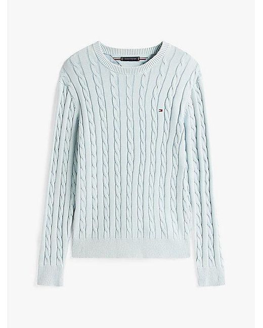 Tommy Hilfiger Vorgewaschener Pullover Mit Zopfmuster in Blue für Herren