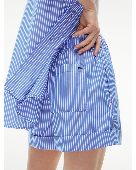 Tommy Hilfiger Blue Poplin Wide Leg Shorts