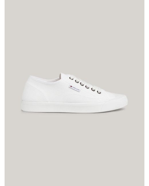 Tommy Hilfiger Natural Canvas Logo Lace-up Trainers