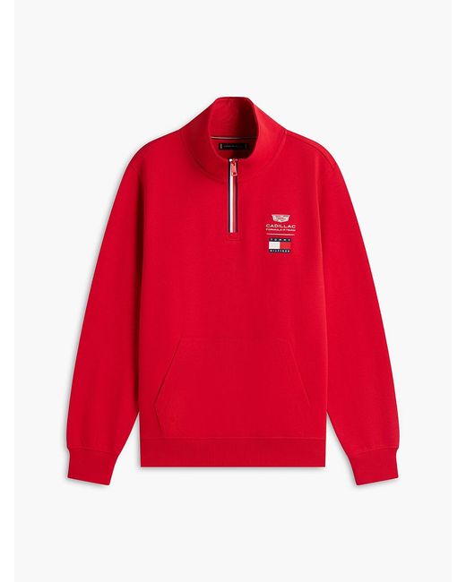 Tommy Hilfiger Red Th X Cadillac Formula 1 Team Back Graphic Half-Zip Sweatshirt for men
