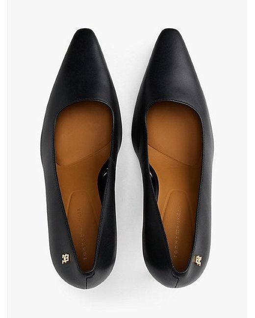 Tommy Hilfiger Leren Pump Met Naaldhak En Th-Monogram in het Black