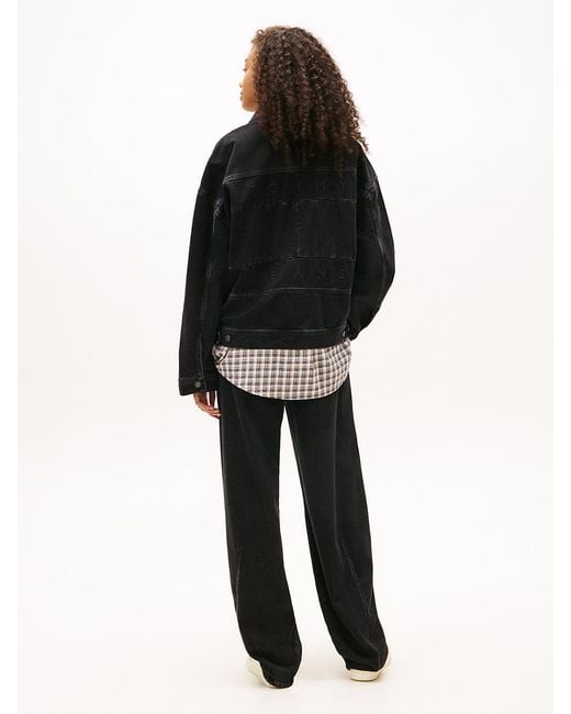 Tommy Hilfiger Black Back Logo Oversized Denim Trucker Jacket