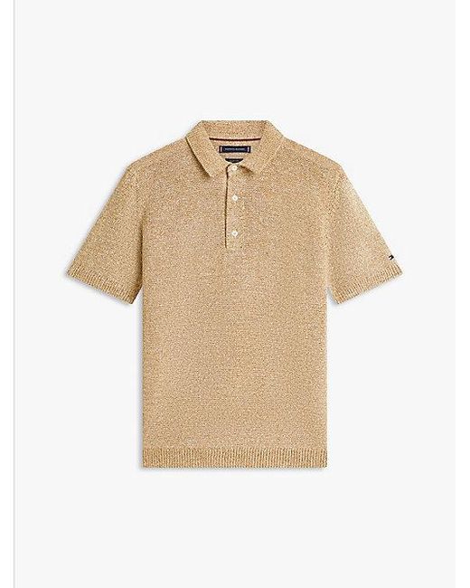 Tommy Hilfiger Relaxed Fit Smart-Casual Mouliné Poloshirt in het Natural voor heren