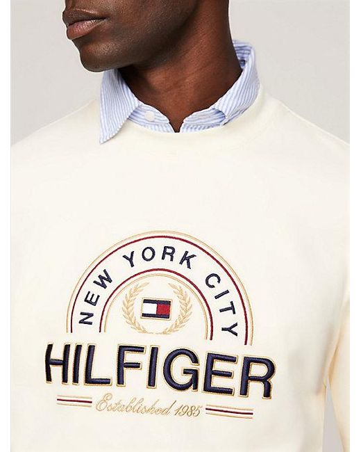 Tommy Hilfiger Flag Icon Regular Fit Sweatshirt Met Logo in het White voor heren