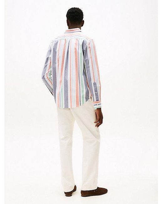 Tommy Hilfiger Relaxed Fit Oxford Overhemd Met Strepen in het White voor heren