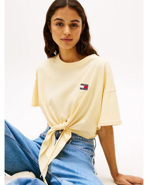 Tommy Hilfiger Blue Tommy Badge Cropped Knot T-shirt