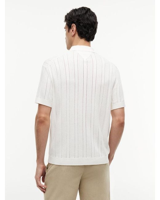 Tommy Hilfiger White Relaxed Pointelle Short Sleeve Shirt With Linen for men