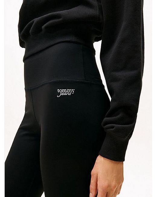 Tommy Hilfiger Lange Legging Met Metallic Logo in het Black