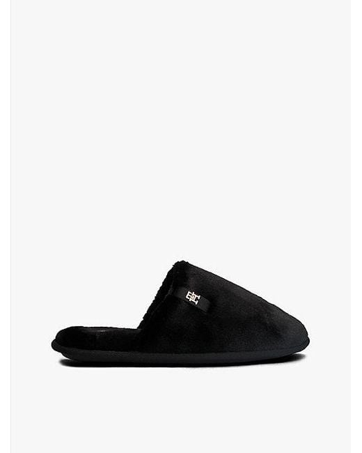 Tommy Hilfiger Pantoffel Van Imitatiebont Met Th-Monogram in het Black