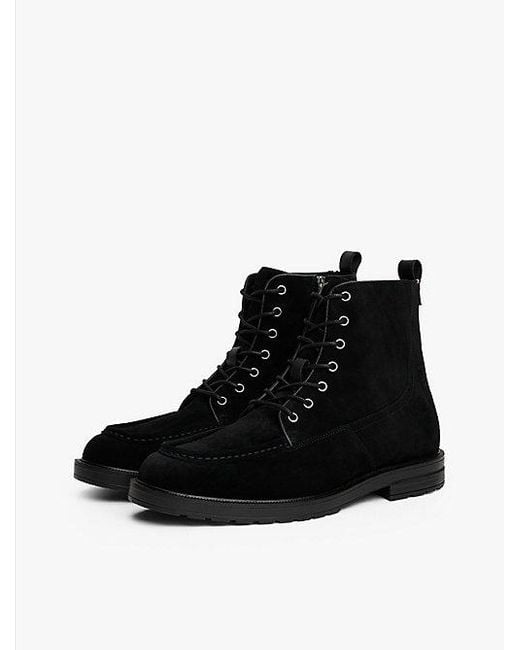 Tommy Hilfiger Suède Boots Met Profielzool En Moccasin-Neus in het Black voor heren