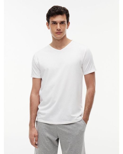 Tommy Hilfiger White 3-pack Premium Essential V-neck Lounge T-shirts for men