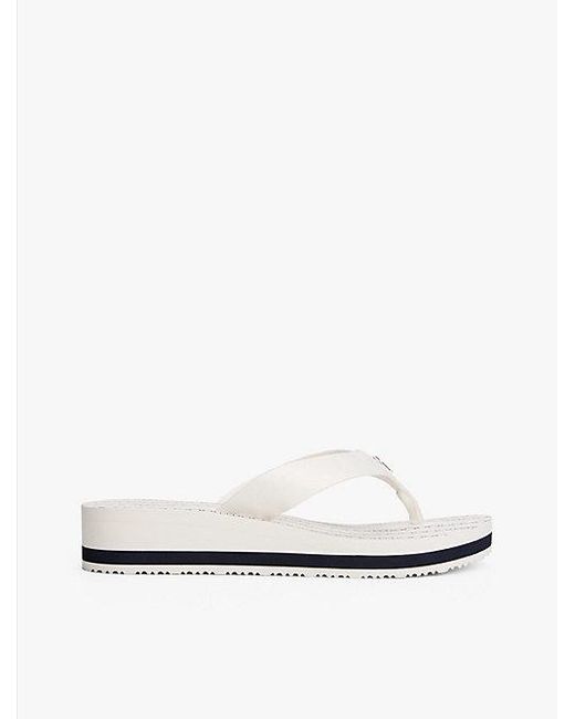 Tommy Hilfiger Teenslipper Met Sleehak En Th-Monogram in het White