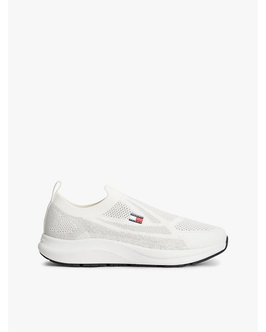 Tommy Hilfiger White Logo Knit Pull-On Trainers for men