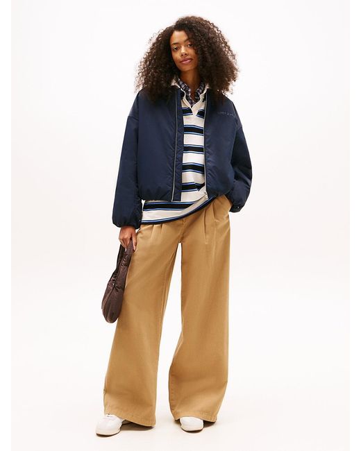 Tommy Hilfiger Blue Back Logo Embroidery Bomber Jacket