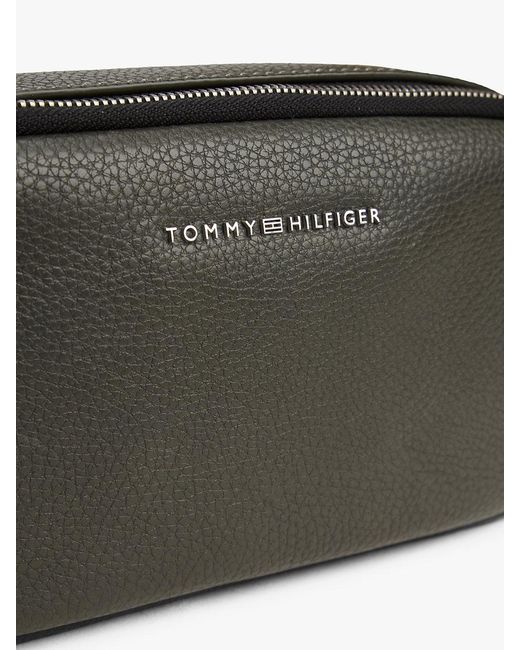 Tommy Hilfiger Gray Premium Leather Logo Camera Bag for men