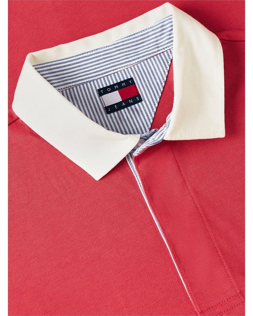 Tommy Hilfiger Red Tommy Badge Relaxed Rugby Shirt for men