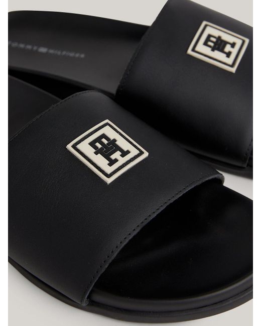 Sandales en cuir à écusson monogramme TH Tommy Hilfiger pour homme en coloris Black