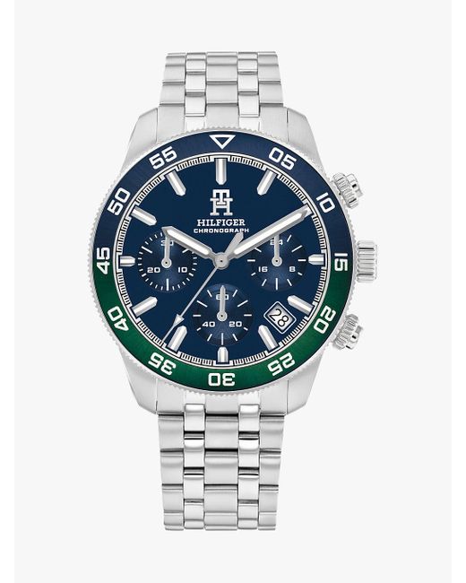 Tommy Hilfiger Gray Stainless Steel Ombré Bezel Chronograph Watch for men
